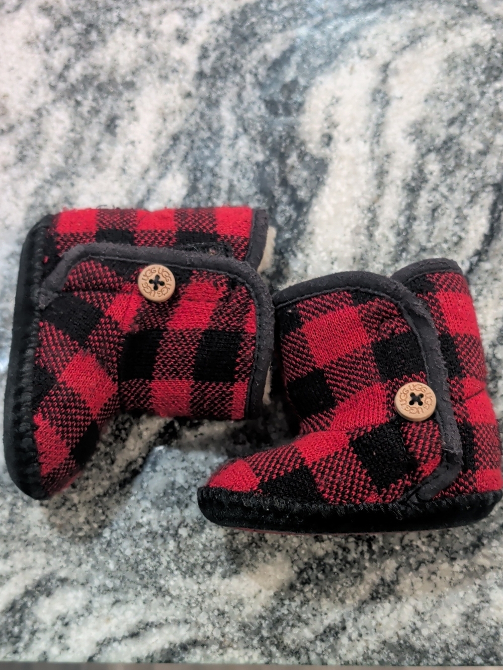 UGG Red & Black Buffalo Plaid Baby Booties